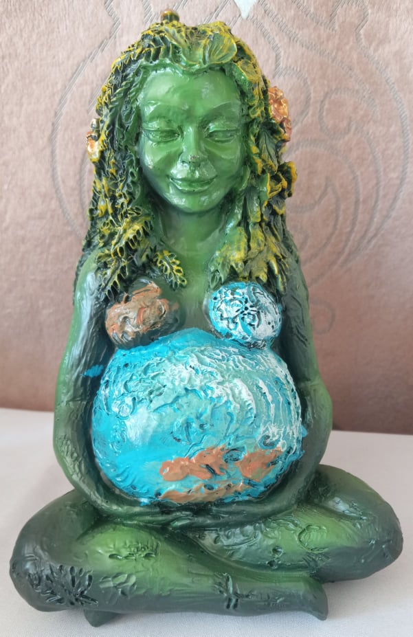 Earth Mother Statue Handcarved and Handpainted