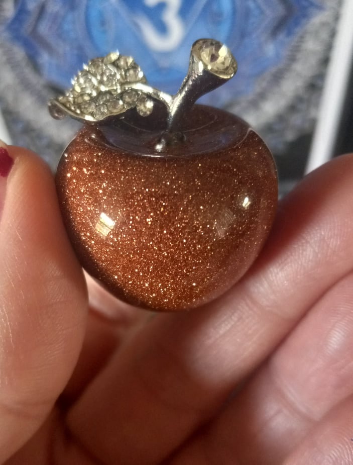 Small Goldstone Apple with Rhinestone Stem ( Shipping included in price)