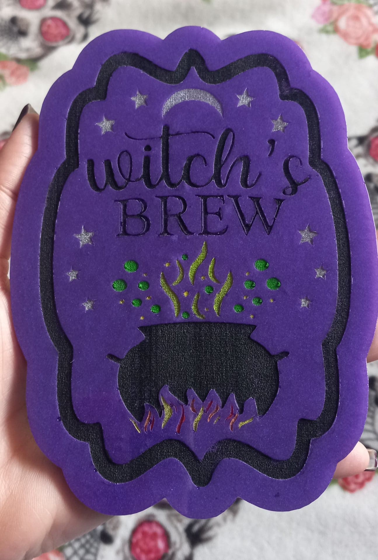 Witches Brew Purple and Black Resin Tile