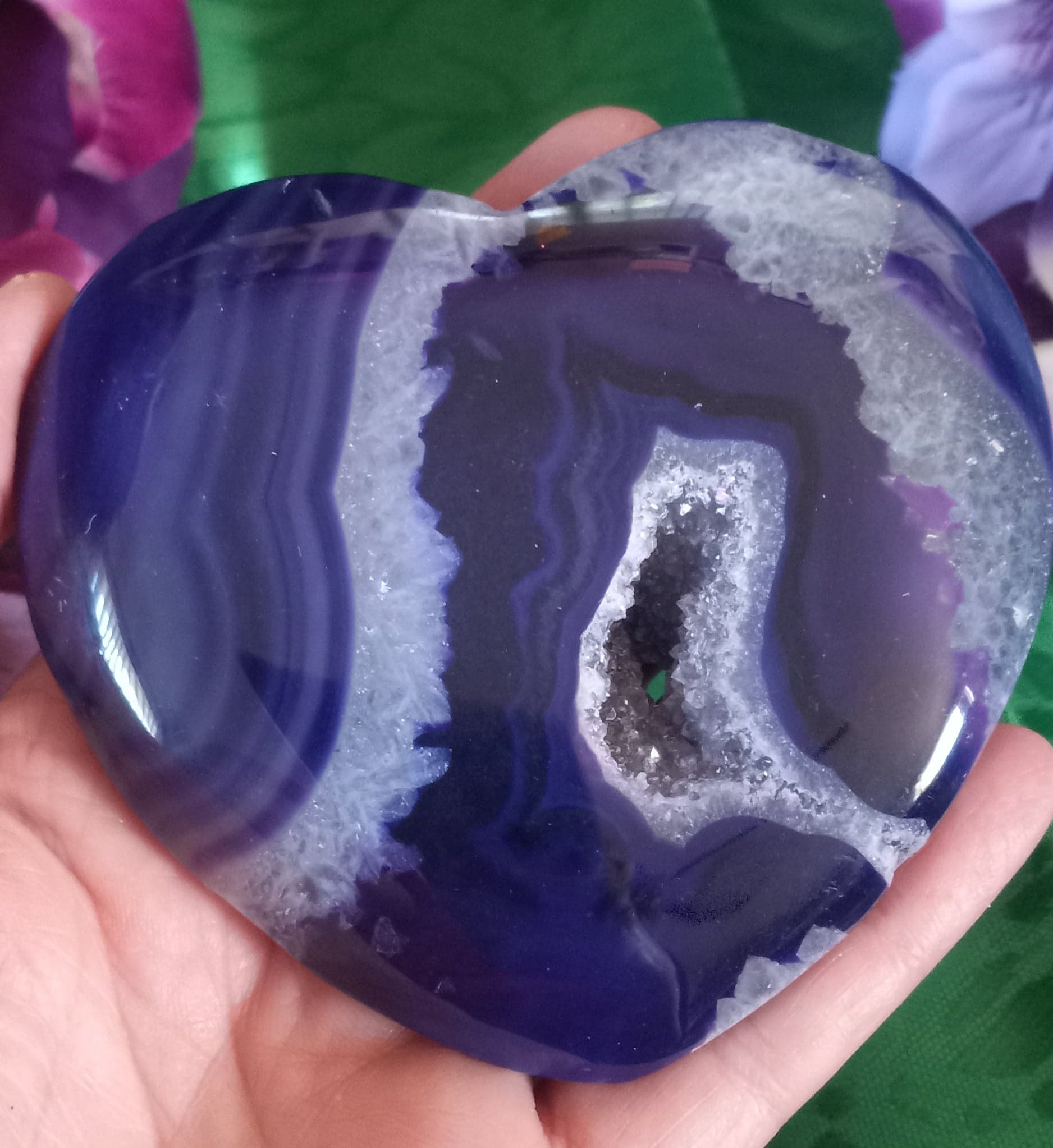 purple crystal agate with clear quartz druzy