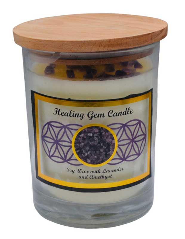 Healing gem stone soy candle