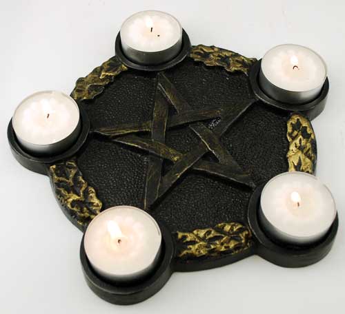 Pentagram Candle Altar Plate