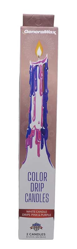 set of 2) Pink, Purple Drip candles