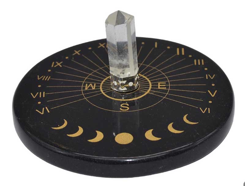 3" Black Agate & Crystal Sun Clock