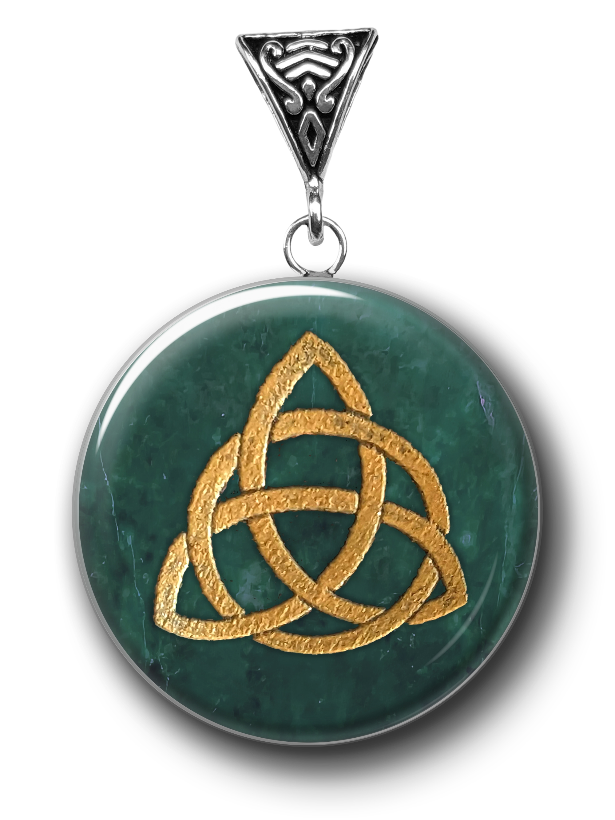 TRIQUETRA SYMBOLOGY ON JADE FOR HARMONY
