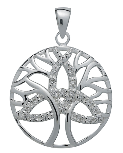 Brilliant Silver Trinity Tree of Life Pendant for Unity