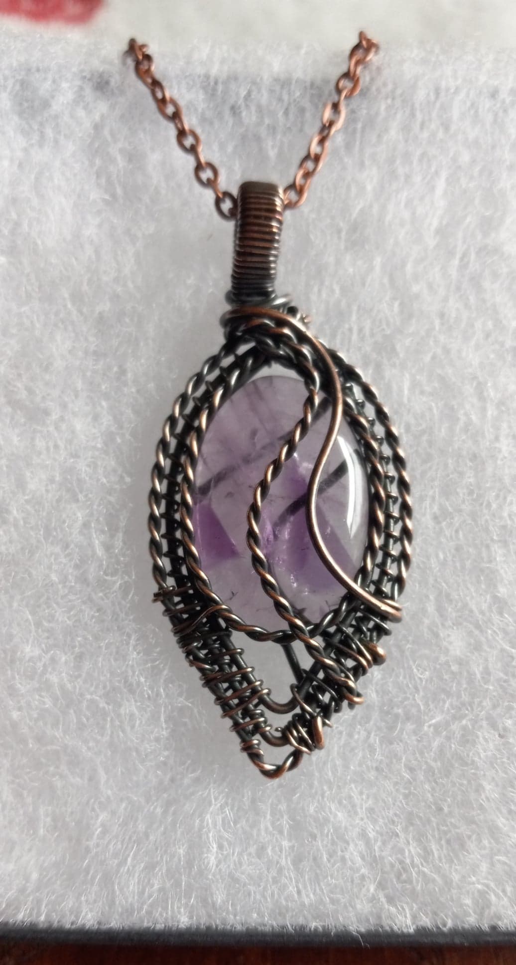 Star Amethyst Copper Wired Wrapped Pendant - Click Image to Close