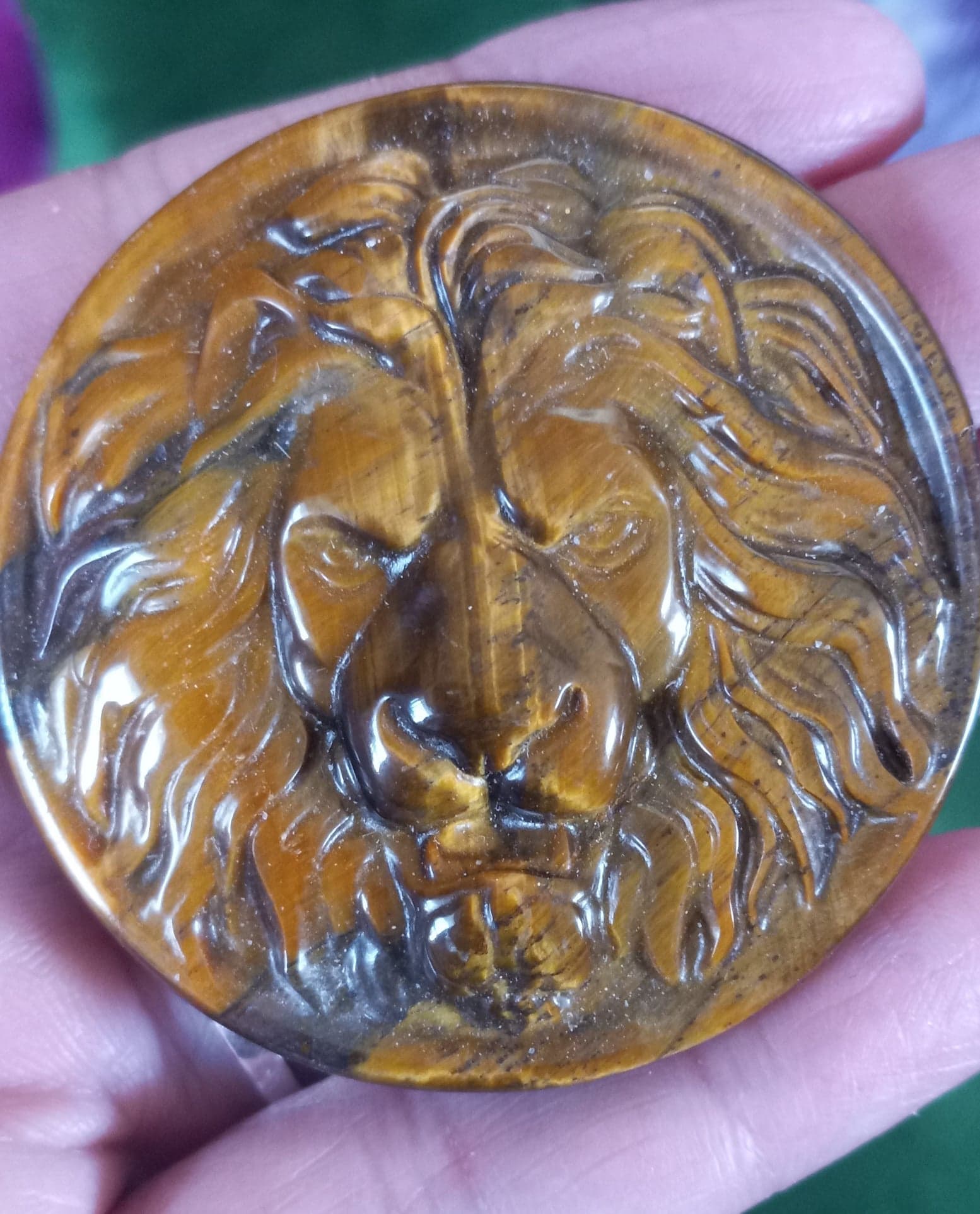 Lions head Tiger Eye - Click Image to Close