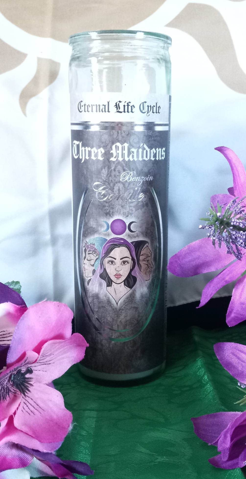 7 Day Glass Ritual Candle - *New* Three Maidens - * Eternal Life Cycle*