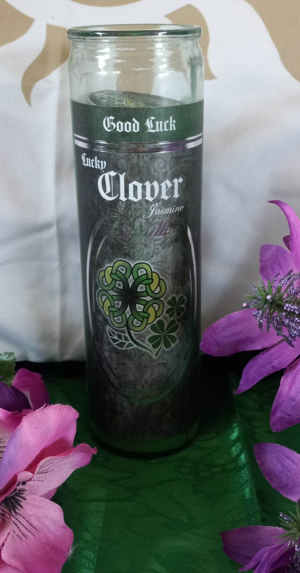 7 Day Glass Ritual Candle - *NEW* Lucky Clover- - Click Image to Close