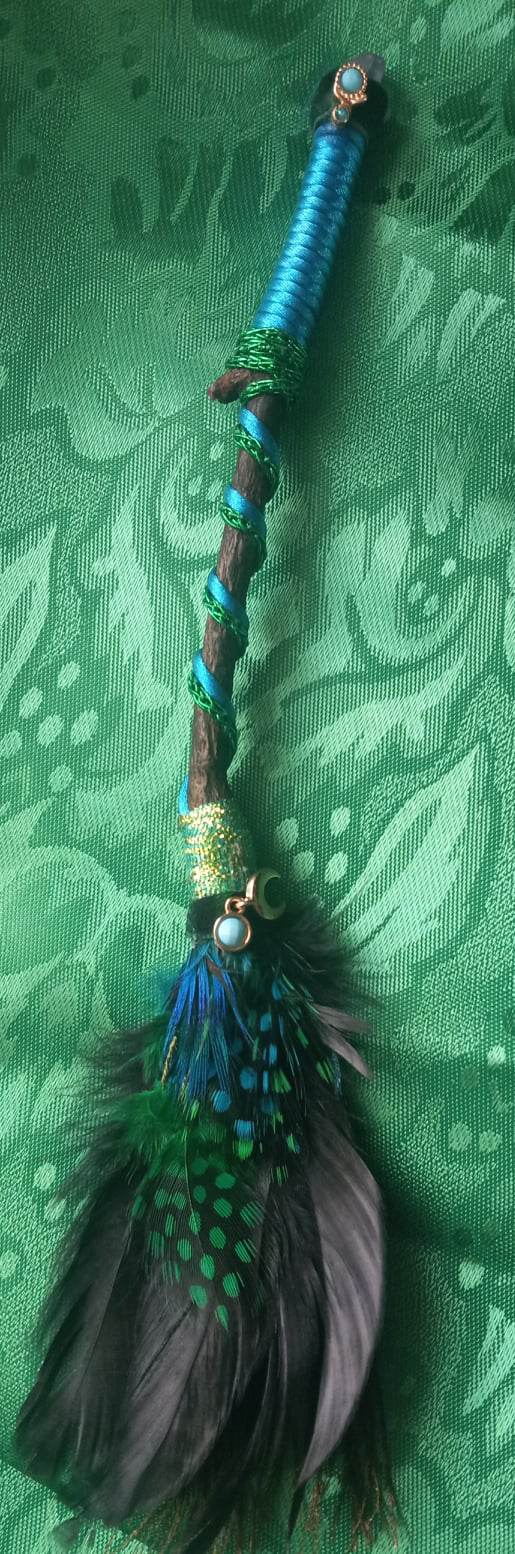 Mini Peacock feather Smudge Fan - Click Image to Close