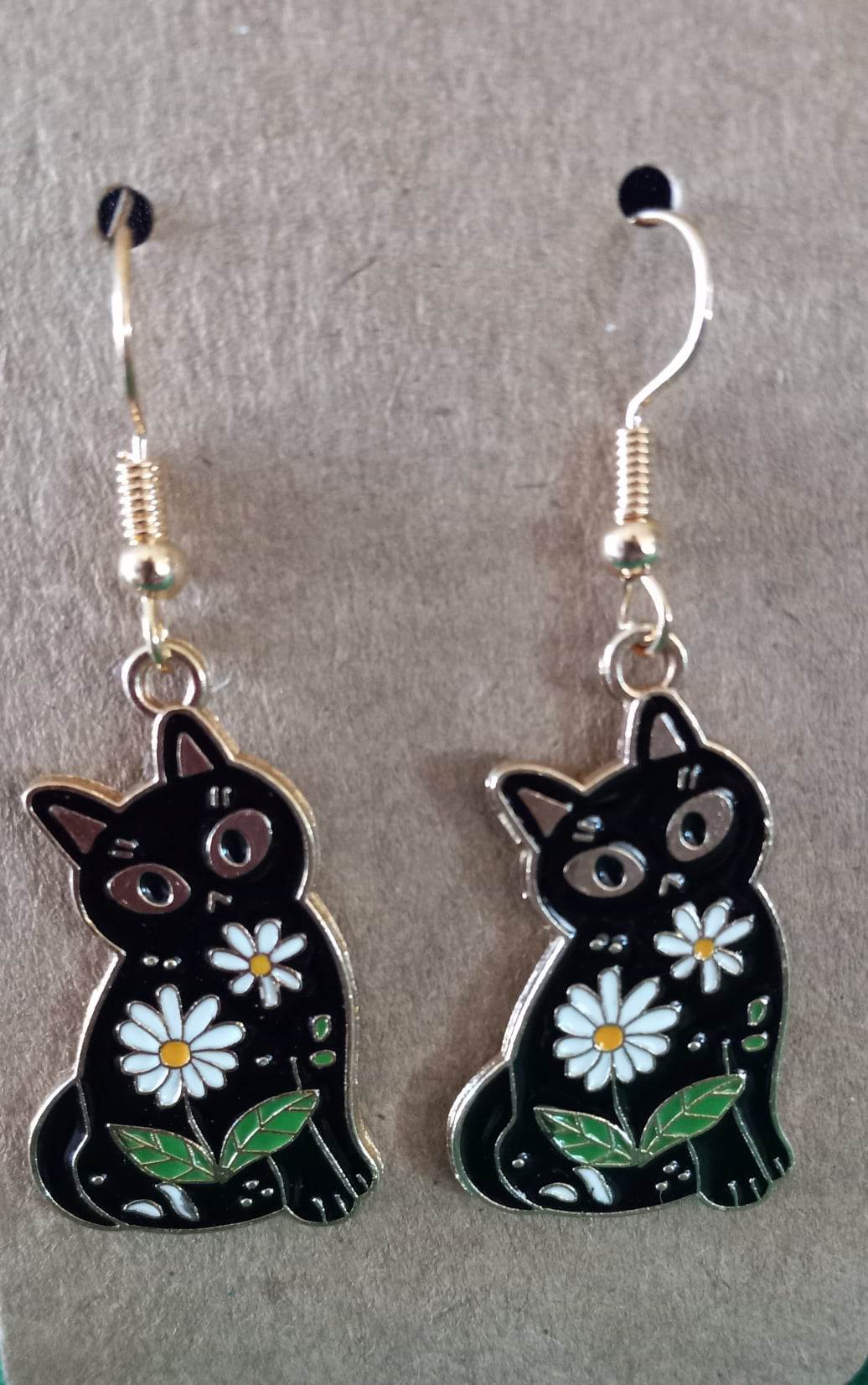 Daisy Black Cat Earrings - Click Image to Close