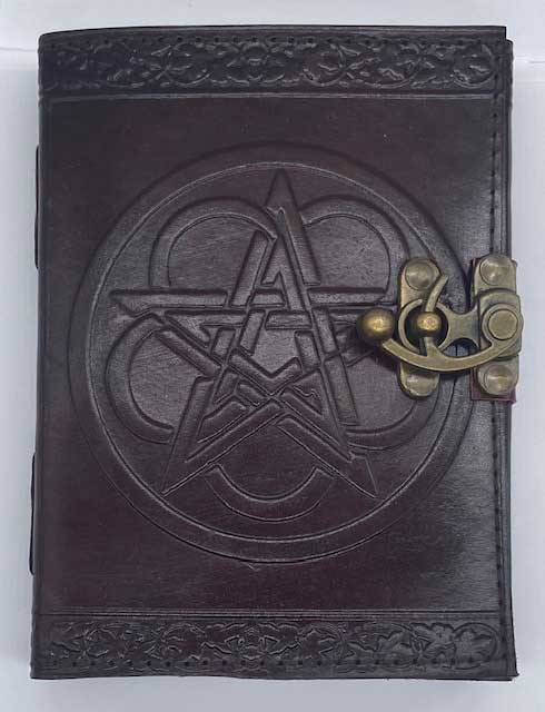 Pentagram leather blank book w/ latch - Click Image to Close