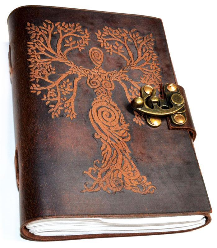 Tree Woman leather blank book w/ latch - Click Image to Close