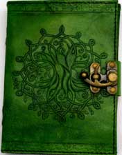 5" x 7" green Tree of Life leather w/ latch - Click Image to Close
