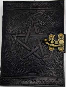 5" x 7" Black Pentagram leather w/ latch - Click Image to Close
