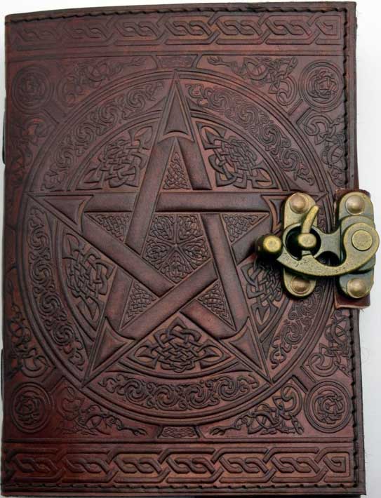 5" x 7" Brown Pentagram leather w/ latch - Click Image to Close