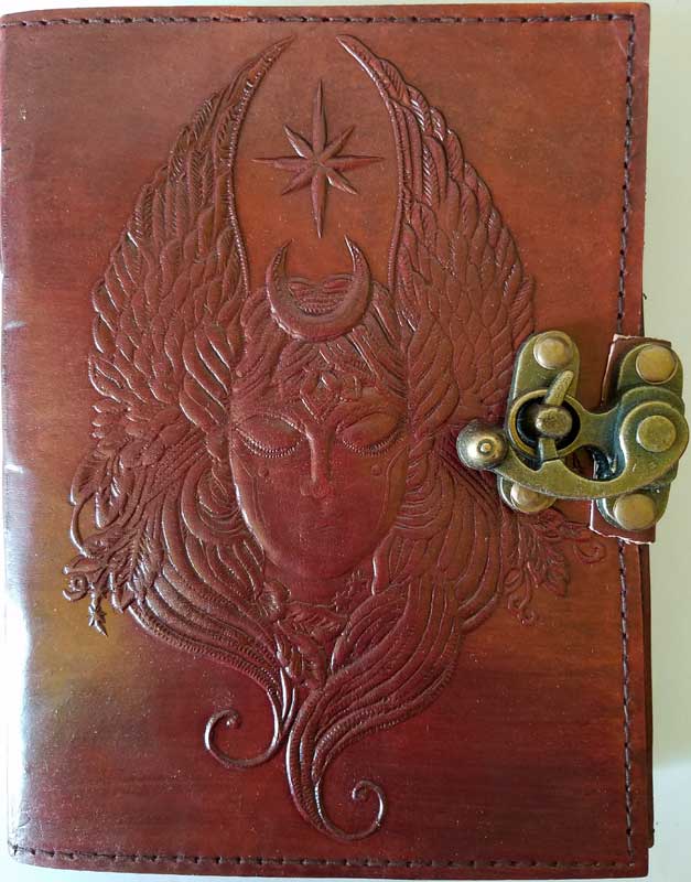 Moon Goddess leather blank book w/ latch - Click Image to Close