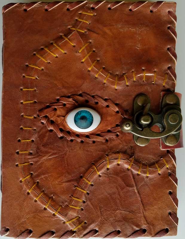 Sacred Eye leather blank book w/ latch - Click Image to Close