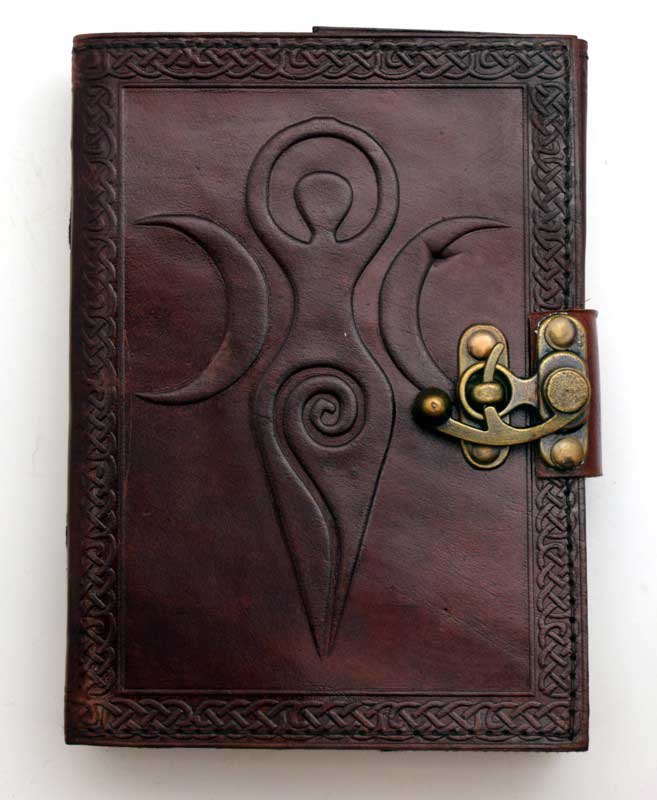 Maiden Mother Moon leather blank book w/ latch - Click Image to Close