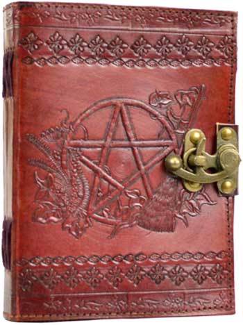 Pentagram leather blank book w/ latch - Click Image to Close