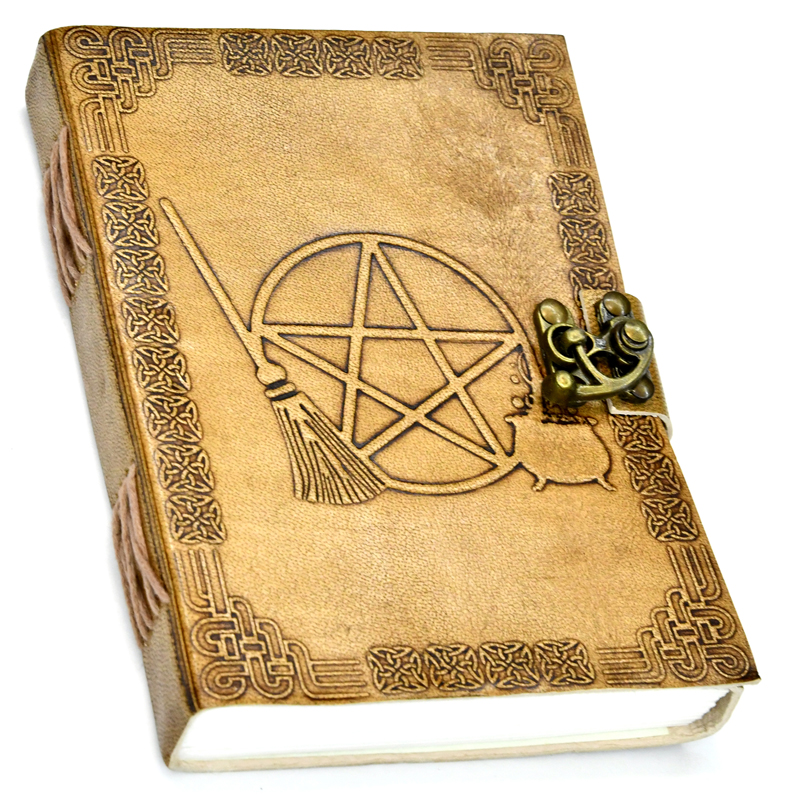5" x 7" Broom Pentagram Embossed leather w/ latch - Click Image to Close