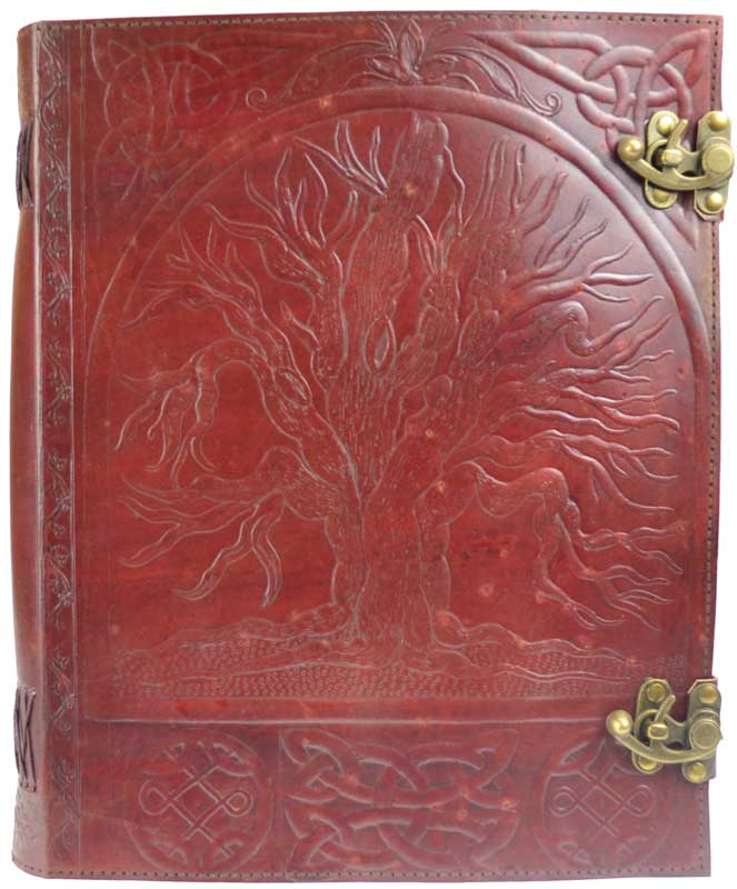 10" x 13" Tree leather blank book w/ latch (Lrg) - Click Image to Close