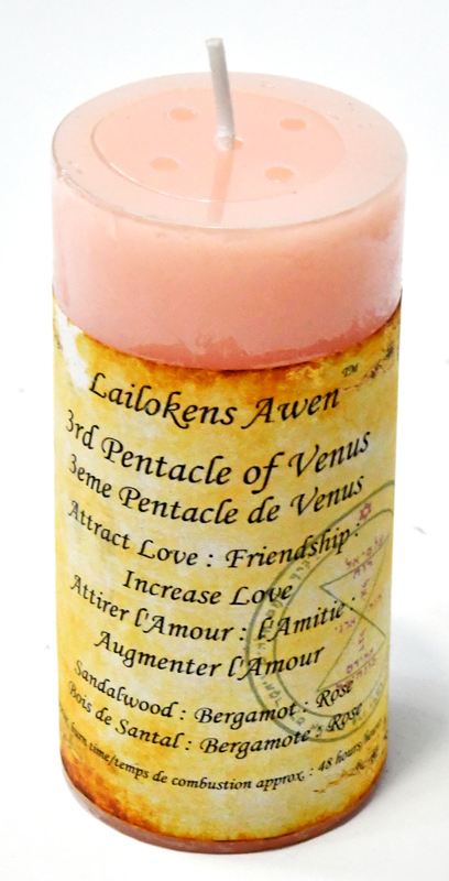 4" 3rd Pentacle of Venus scented Lailokens Awen candle - Click Image to Close