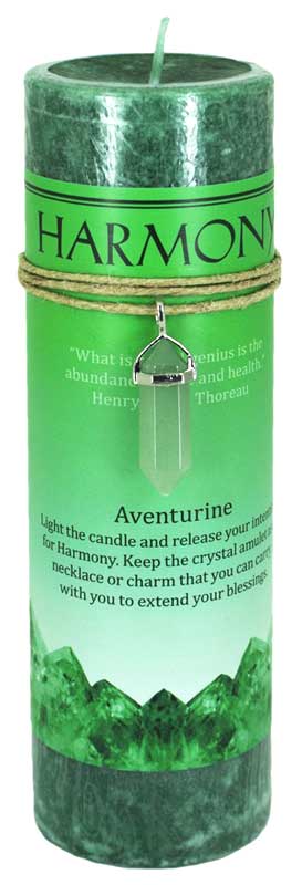 Harmony pillar candle with Aventurine pendant - Click Image to Close