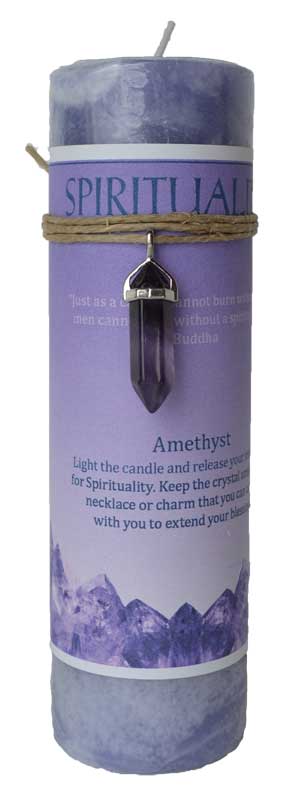 Spirituality pillar candle with Amethyst pendant - Click Image to Close