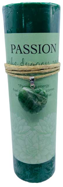 Passion pillar candle with Dragon Snake Jade heart - Click Image to Close