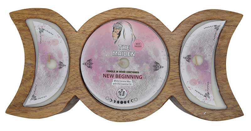 60 hr Maiden New Beginning triple moon candle - Click Image to Close
