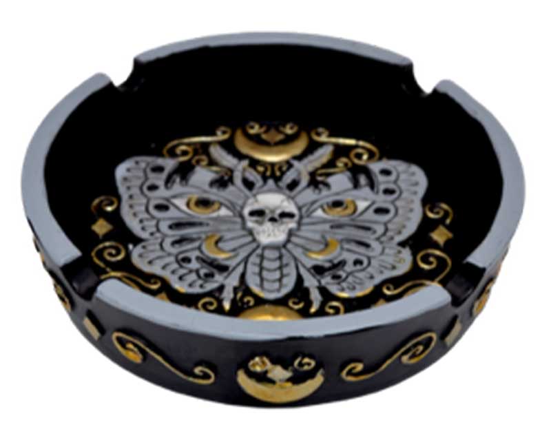 4 1/4" Skull in Butterfly ashtray - Click Image to Close