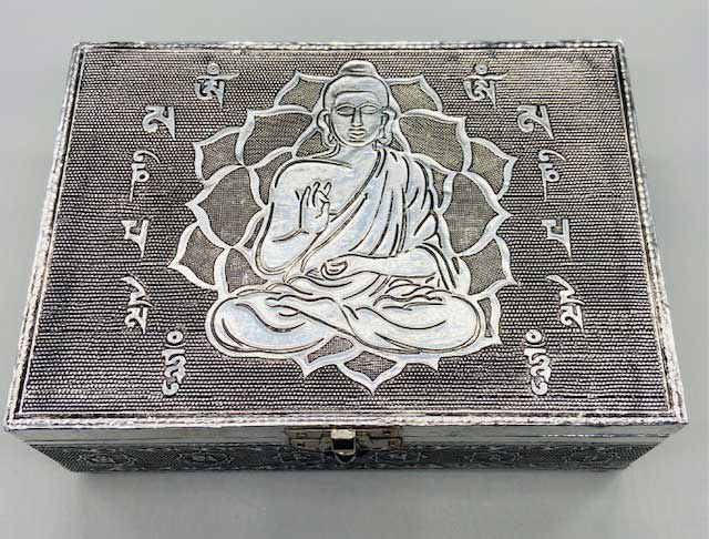 5"x7" metal Buddha Om Mani Padme Hum - Click Image to Close