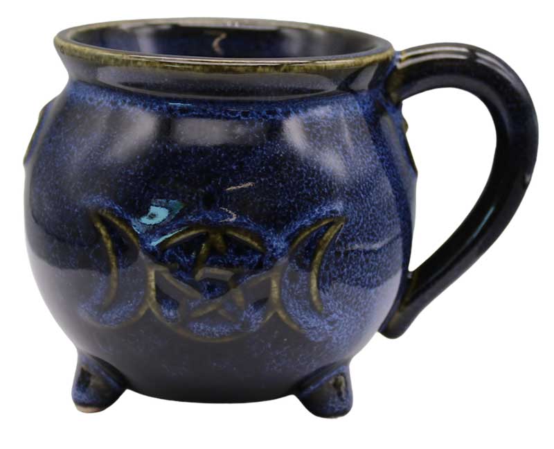 3 3/4" Pentagram Cauldron Blue mug - Click Image to Close