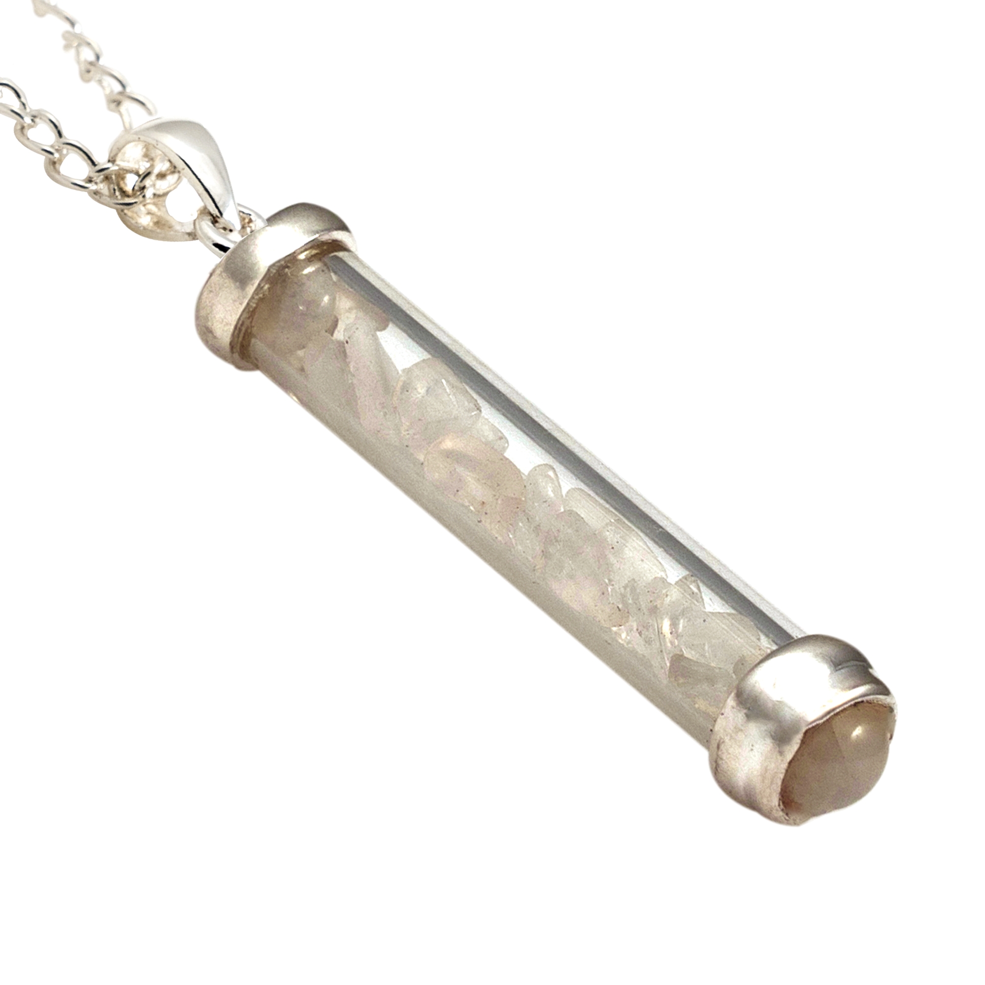RAINBOW MOONSTONE GEM POWER VIAL PENDANT FOR INTUITION - Click Image to Close