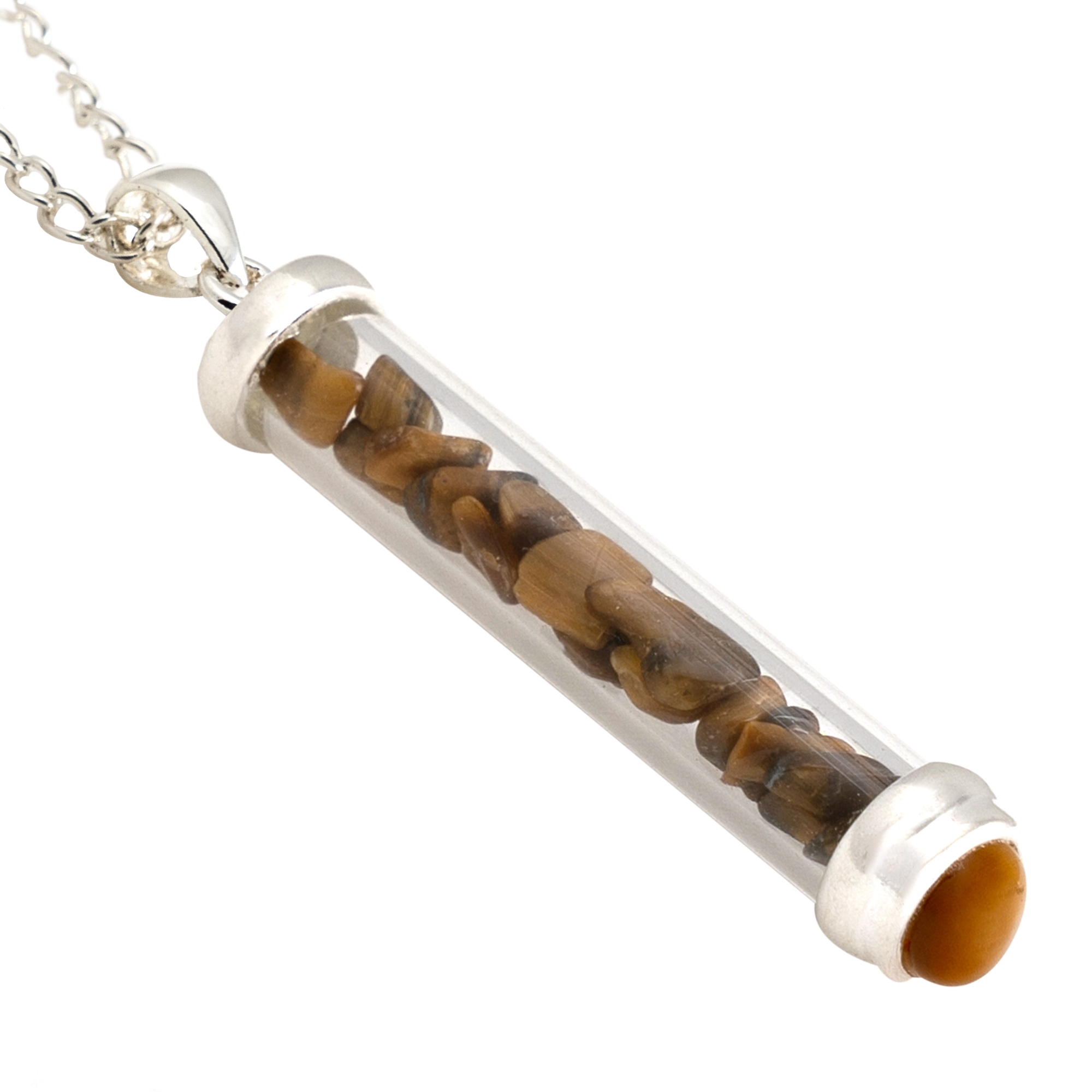 TIGER EYE GEM POWER VIAL PENDANT FOR COURAGE - Click Image to Close