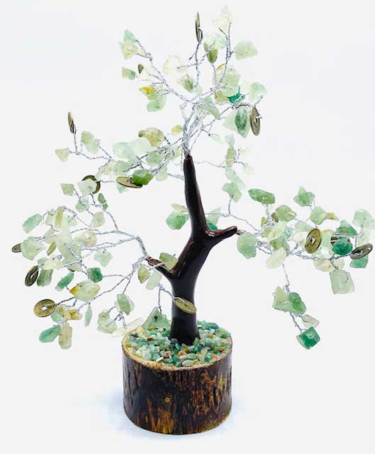 Aventurine, Green W Lucky Coins gemstone tree - Click Image to Close