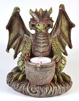 6 3/4" Dragon burner/ tea lite - Click Image to Close