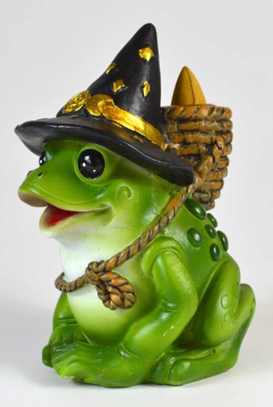 6" Mystical Frog back flow incense burner - Click Image to Close