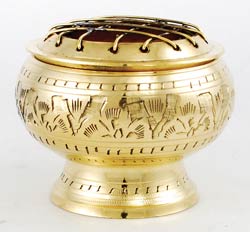 Floral Brass Screen incense burner - Click Image to Close