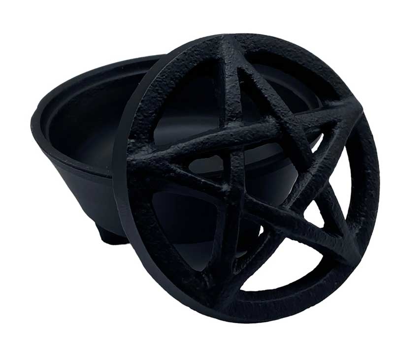 3 1/4" Pentagram cast iron cauldron - Click Image to Close