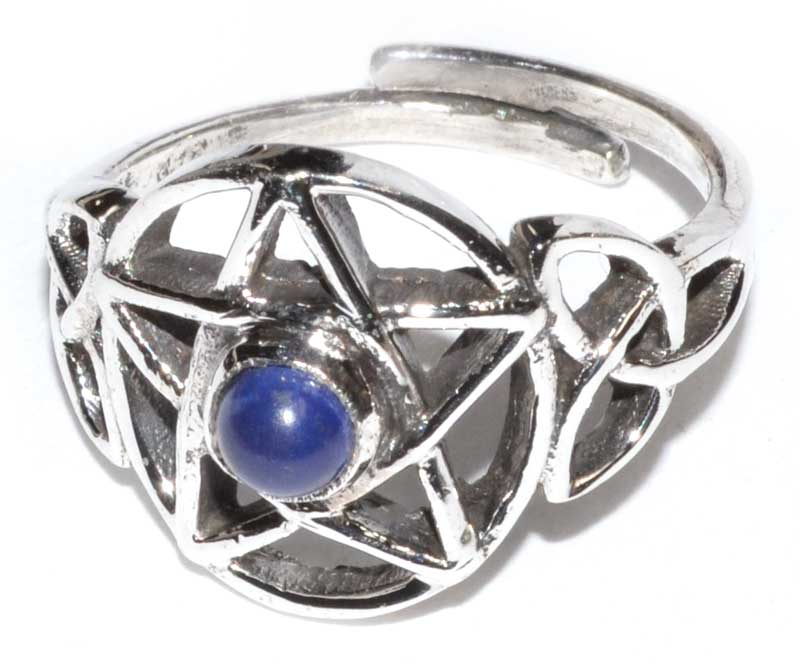 Pentacle lapis adjustable ring - Click Image to Close