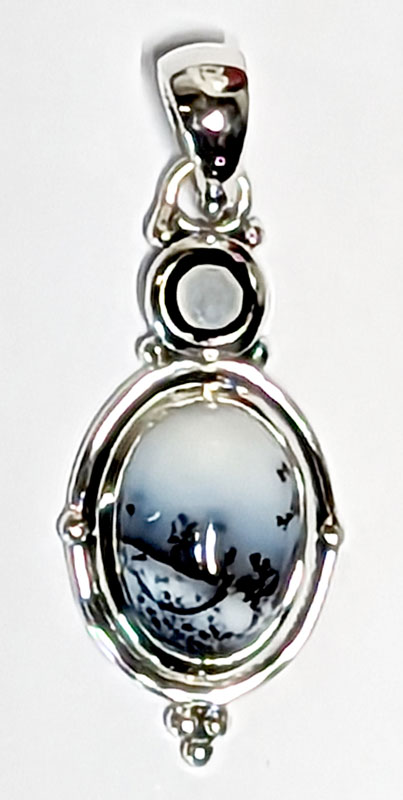 Black Onyx, Dendritic Opal pendant - Click Image to Close