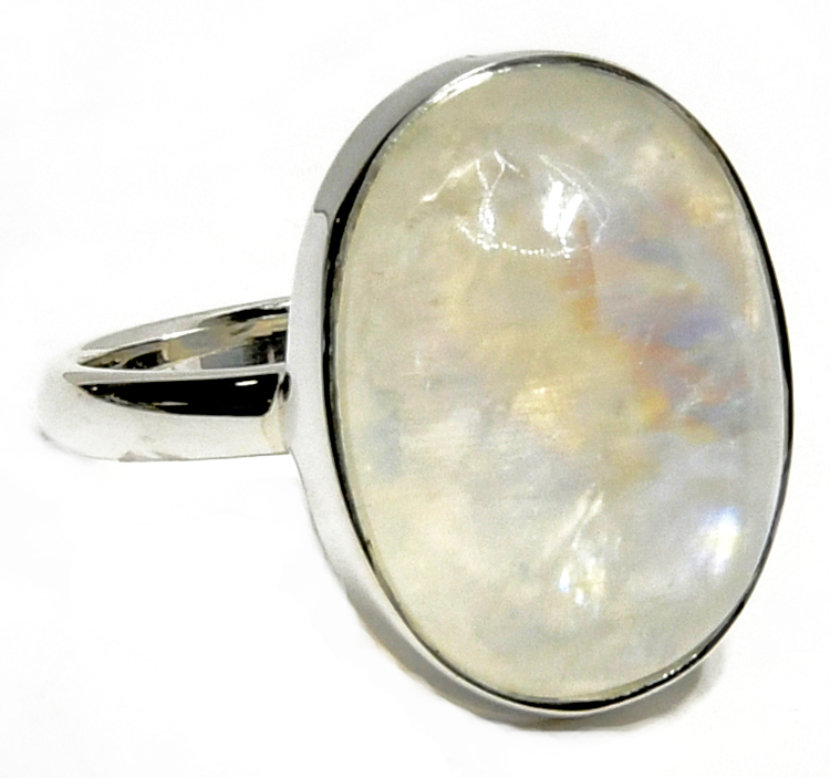 Rainbow Moonstone ring size 6 - Click Image to Close