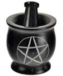 3" Black Pentagram mortar and pestle set - Click Image to Close