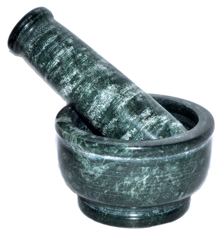 4" Green Marble mortar and pestle set - Click Image to Close