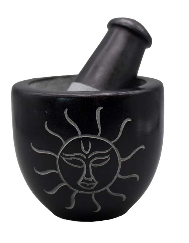 3" Sun Soapstone mortar & pestle set - Click Image to Close