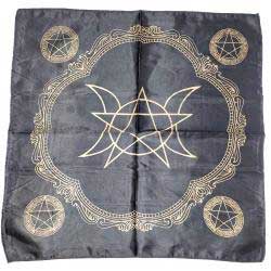 21" x 21" Black Triple Moon Pentagram alltar cloth - Click Image to Close