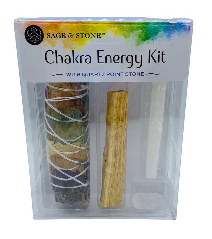 Chakra Energy kit (sage, Palo Santo, Selenite & Quartz) - Click Image to Close